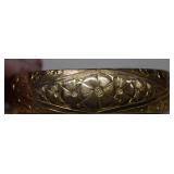 Gold Filled&Brass Etched Floral Bangle Bracelet