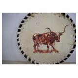 Hand painted Longhorn On Leather By Dawn Regan