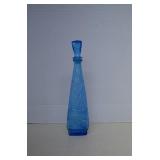 Vintage Ice Blue Glass Genie Bottle Decanter