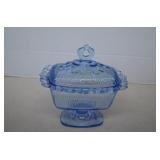 Vintage Indiana Ice Blue Glass Lidded Candy Jar