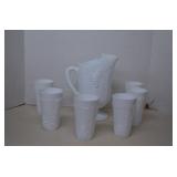 VTG Indiana Milk Glass Harvest Grape Pitcher -