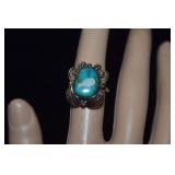 12K GF/Sterling Turquoise Ring  Marked HAP