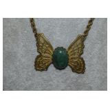 Miriam Haskell Nephrite Butterfly Necklace w/