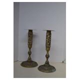 Vintage Large Ornate Brass Candle Stick Holders