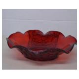 Vintage Indiana Ruby Red Fruit Ruffle Bowl