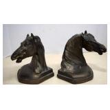 Vintage Bronze Look Cast Metal Horse Head Bookends