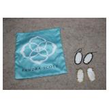 Two Kendra Scott Elle White Stone Earrings w/ Bag