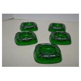 Vintage Emerald Green Glass Ashtrays