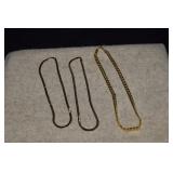 (3) Gold Toned Necklaces