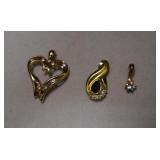 14K GE Lind Heart Pend. & Two Drop Pendants