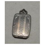 Antiq Art Deco Sterling Rectangular Locket Pendant