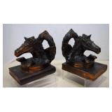 Vtg. Bronzed Cast Metal Horse Head With Wings Book