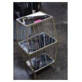 Wire & Mirrored Three-Tier Display Table