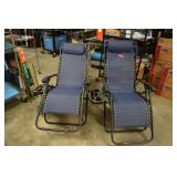 Two Blue Zero Gravity Mesh Chairs w/Cup Holder &