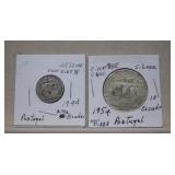 Silver Portugal 1944 2-1/2 Escudo&1954 10 Escudo