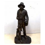 1982 Signed Dan Day Sculpture,Man Holding Fish