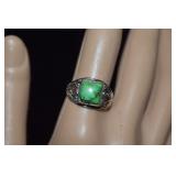 Sterling Ring w/ Turquoise  Sz 8-1/2