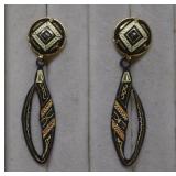 Handmade Damascene Dangle Earrings, Toledo Spain