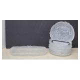 Vintage Clear Glass Snack Tray & Plates W/ Cherry