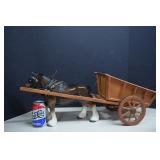 Vintage Large Ceramic Horse Pulling A Tip Cart