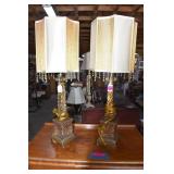 Pair Of MCM Lamps w/ Beaded Shades