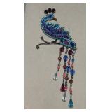 Lg Vtg Avon Peacock Brook w/ Rhinestones & Beads