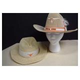 2- Texas Long Horns Cowboy Hats,Felt & Straw