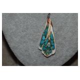 Sterling Box Chain & Shell, Turquoise Pendant