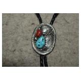 Sterling Bolo Tie & Tips on Braided Leather Cord