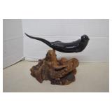 Vintage John Perry Ebonite & Burl Wood Sculpture