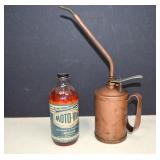 Vintage Moto-Vim Glass Oil Bottle w/ Oil & Vintage