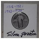 D Mint Standing Silver Liberty Quarter -Worn Date