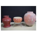 3- Signed Pottery Vases,Including Etched Anasazi