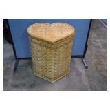 Vintage Woven Rattan Heart Shaped Hamper