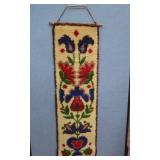 Vintage 1970s Latch Hook Floral Wall Hanging