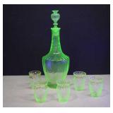 Vtg. Emile Galle,Vaseline / Uranium Glass Decanter