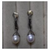 Pair of Pearl Dangle Earrings