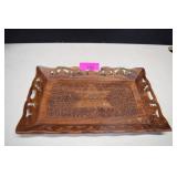 Hand Carved Inlaid Wood Tray