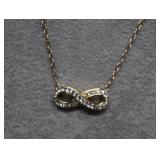 Sterling/Vermiel Infinity Necklace w/Clear Stones
