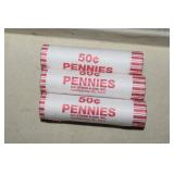 Three Rolls 2023-D Shield Pennies - Unopened