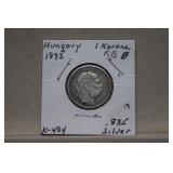 1893 Hungary Silver Krona  0.835 Fine