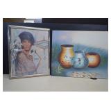 Two Native American Wall Art - One Is Acrylic On