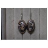 Sterling & Leopard Skin Jasper Leverback Earrings