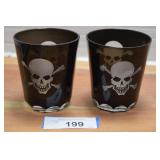 Two Williams Sonoma Etched Skull Double Old