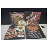 Four Wooden Sports Themed Plaques