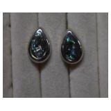 Sterling Pear Shape Abalone Earrings