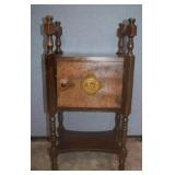 Antique Smoking Stand With Copper Lined Humidor
