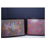 Framed Kuna (Guna) Mola Textiles From Panama 18x14