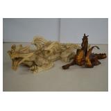 Two Dragons - One Long Cream Colored & One Wood