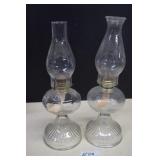 Two Vintage Glass Oil Lamps
